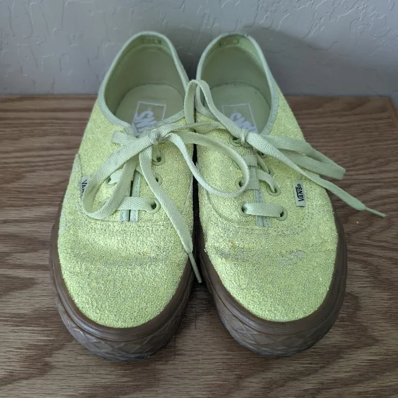 Vans Glitter Neon Green Yellow Ice Cream Low Top Shoes - Picture 4 of 7